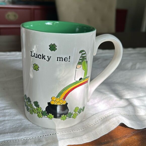 AG Lucky Me Gnome Rainbow St Patrick’s Day Shamrock Ceramic Coffee Mug New - Picture 1 of 5